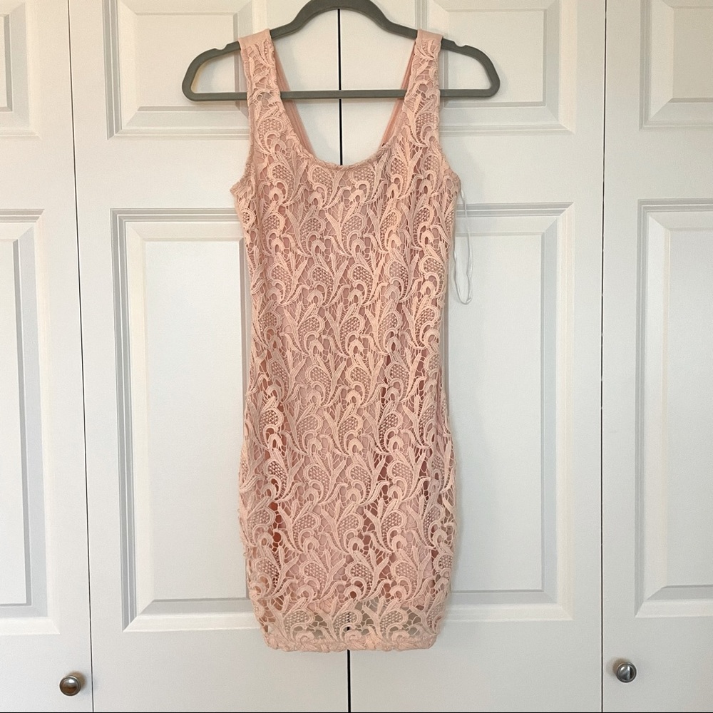 Ark & Co Lace Bodycon Mini Dress in Pink —Size S